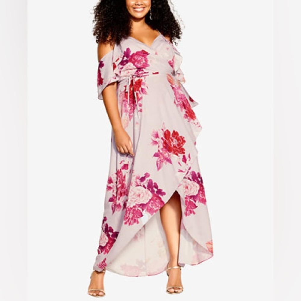 City Chic Pink Floral Maxi Dress